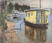 George Leslie Hunter Houseboats,Balloch Sweden oil painting artist